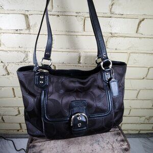 Like New Coach Campbell Black Metallic Shoulder Bag Purse